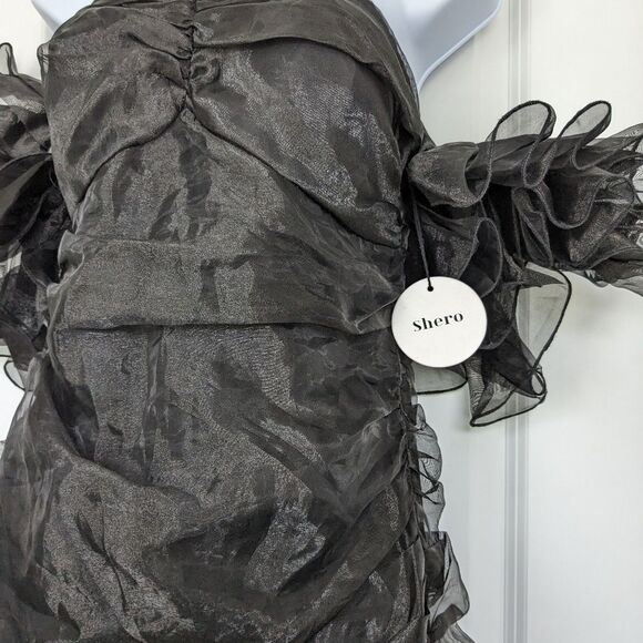 Shero New Formal Black Cocktail Mini Dress Size Large - Picture 4 of 5